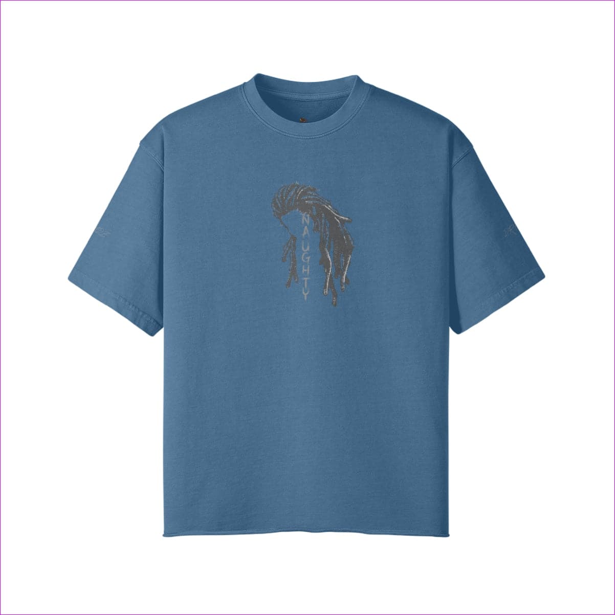 Medium Blue Naughty Dreadz Washed Raw Edge T-shirt - 8 colors - men's t-shirt at TFC&H Co.