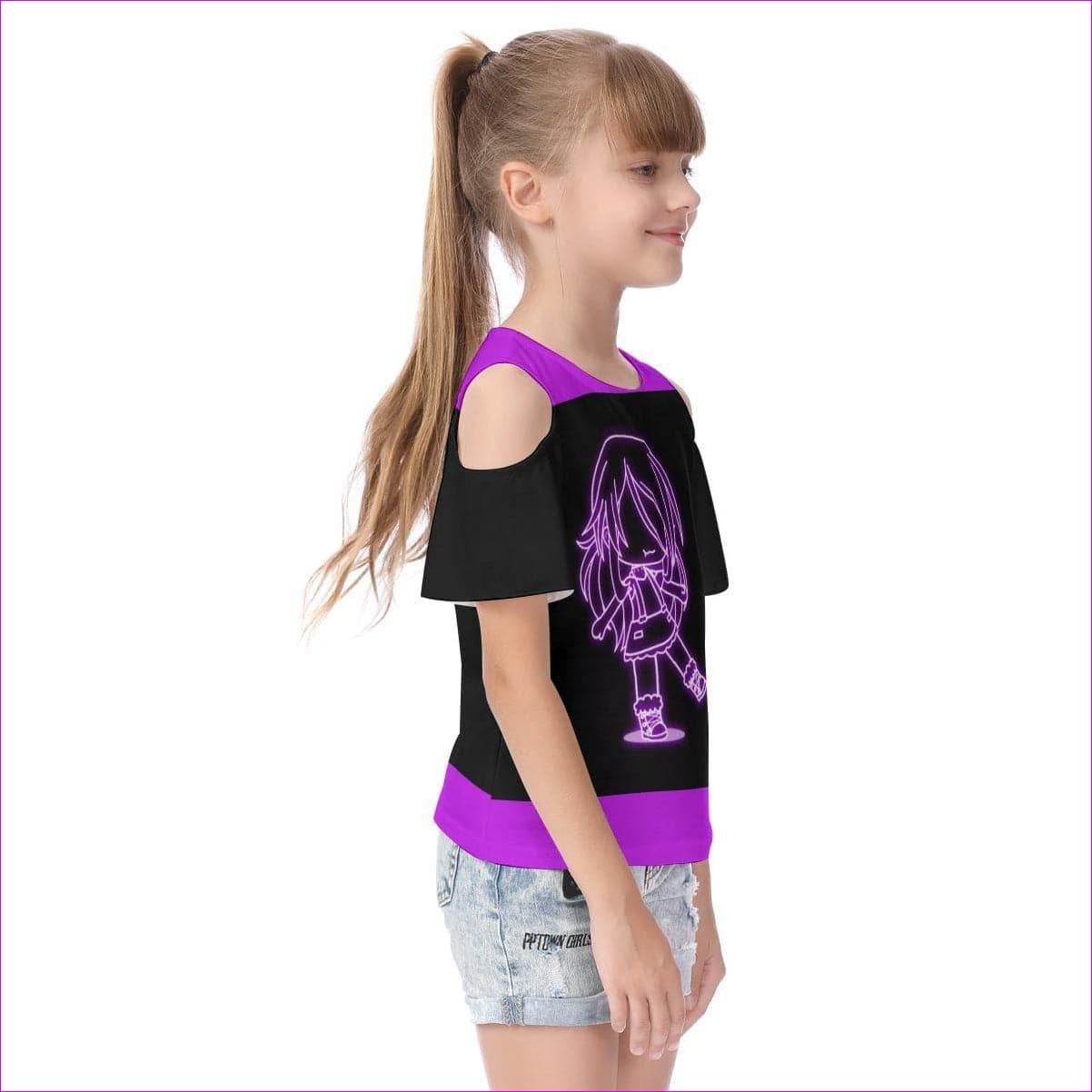 Neon Girl Kids Cold Shoulder T-shirt - Kid's t-shirt at TFC&H Co.