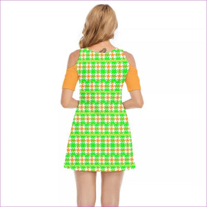 - Neon Houndstooth Teen's Cold Shoulder Dress | 100% Cotton - teens dress at TFC&H Co.