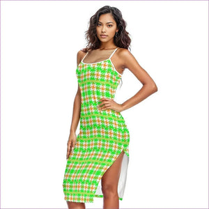 - Neon Houndstooth Womens Back Cross Cami Dress - womens dress at TFC&H Co.