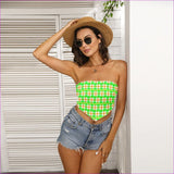 Green - Neon Houndstooth Womens Tube Top Voluptuous (Plus Size) - womens crop top at TFC&H Co.