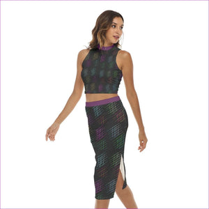 - Neon Lines Womens Tank Top & Split High Skirt Set - womens skirt set at TFC&H Co.