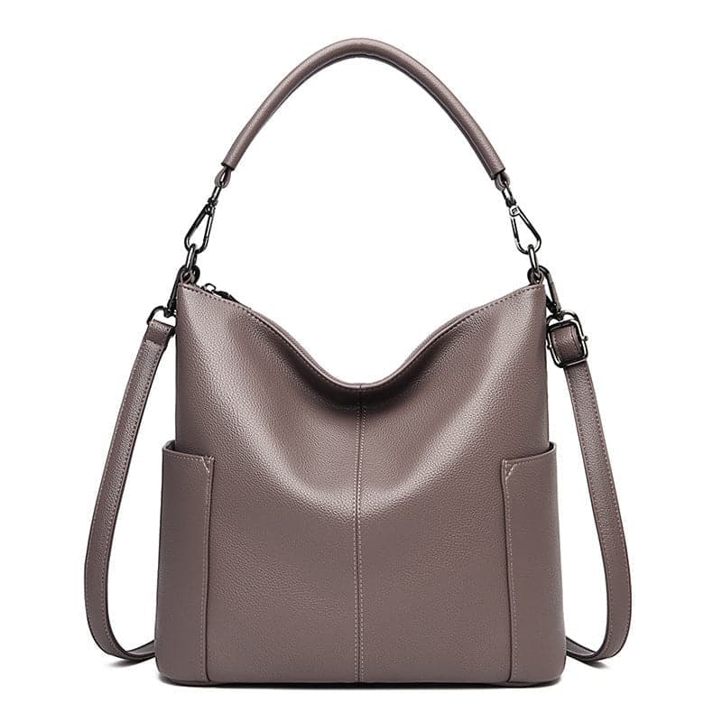 Khaki - New Fashion Large Capacity Soft Leather Hand Bag - handbag at TFC&H Co.