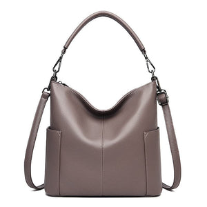 Khaki - New Fashion Large Capacity Soft Leather Hand Bag - handbag at TFC&H Co.