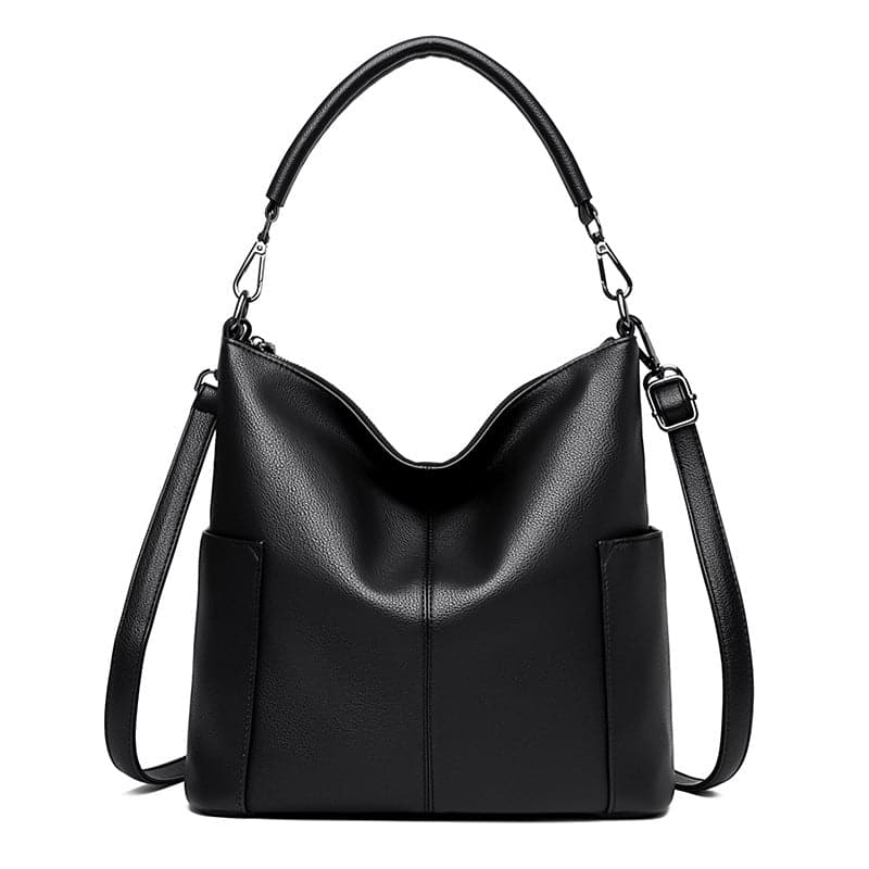 Black - New Fashion Large Capacity Soft Leather Hand Bag - handbag at TFC&H Co.