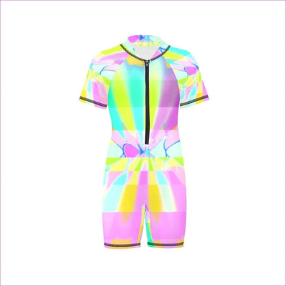 Northern Lights Girls Short Sleeve One-Piece Swimsuit - kid's swimsuit at TFC&H Co.