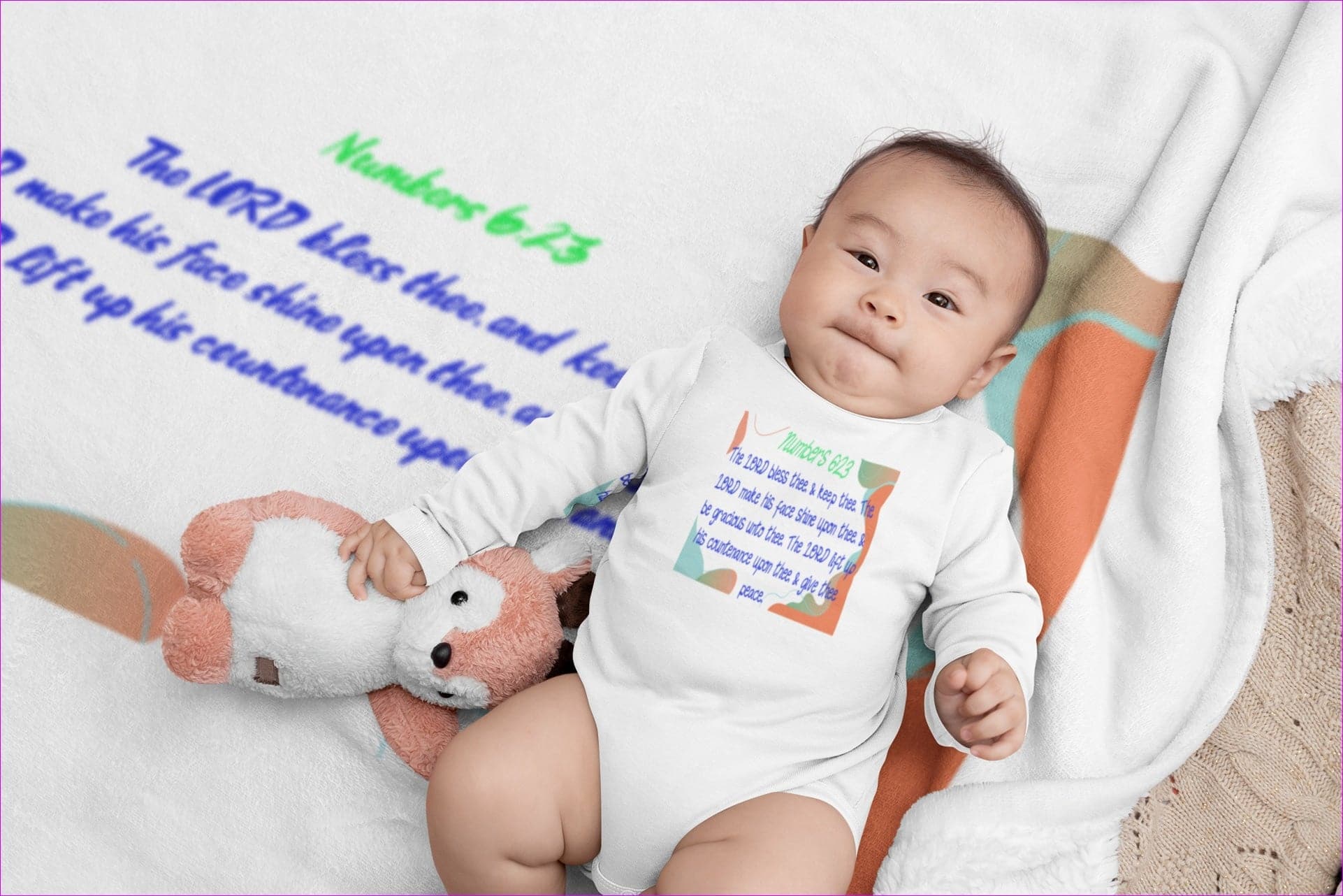 White Newborn Numbers 6:23 Infant Rabbit Skins Long Sleeve Baby Rib Bodysuit - infant onesie at TFC&H Co.