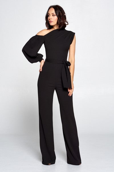 - One Shoulder Solid Print Jumpsuit - Ships from The US - womens jumpsuits at TFC&H Co.