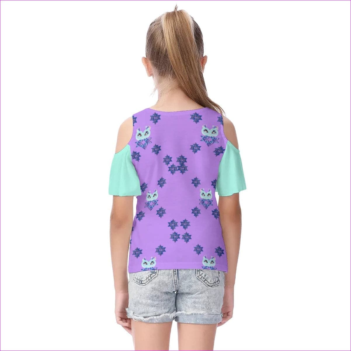 Owl-Some Kids Cold Shoulder T-shirt With Ruffle Sleeves - kid's cold shoulder t-shirt at TFC&H Co.