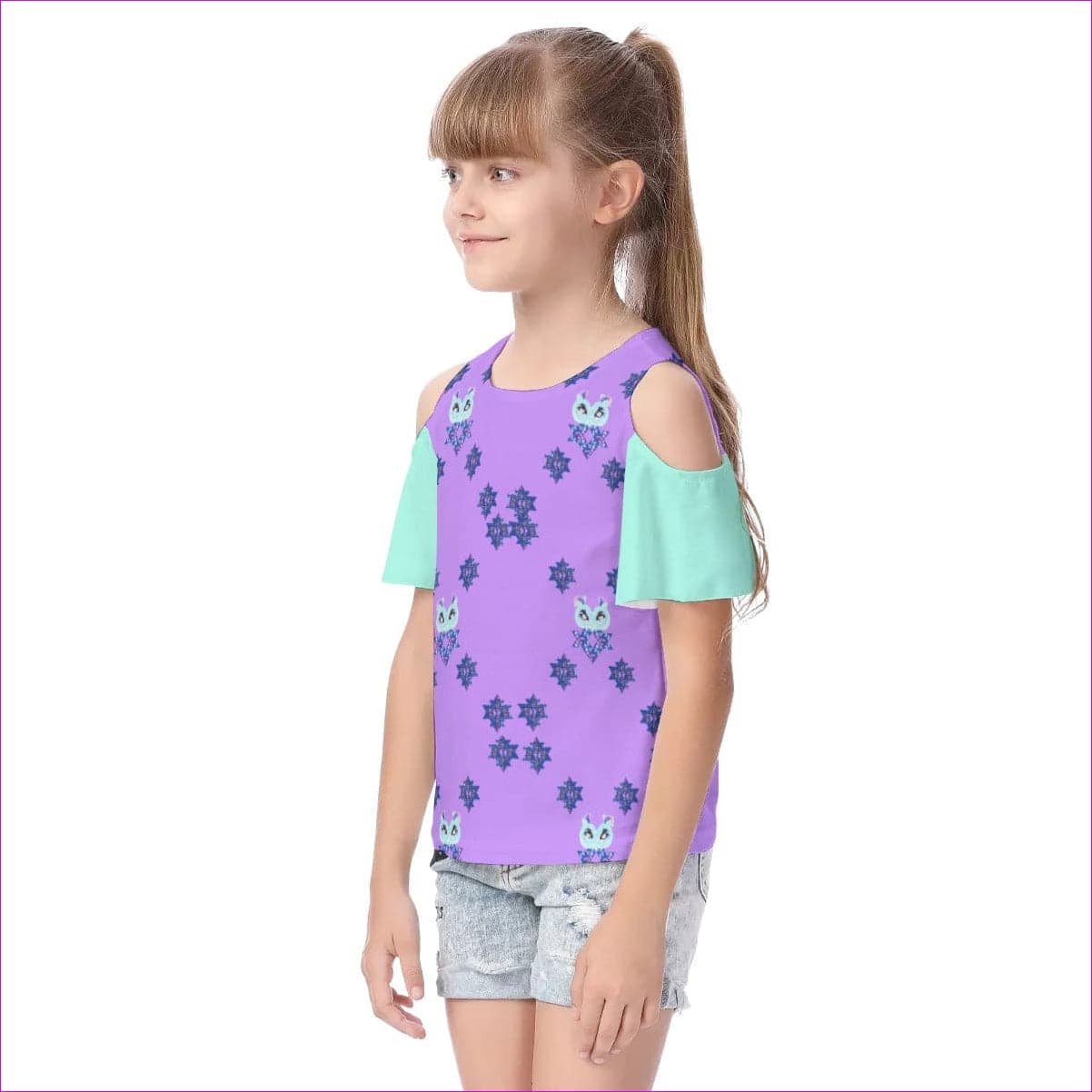 Owl-Some Kids Cold Shoulder T-shirt With Ruffle Sleeves - kid's cold shoulder t-shirt at TFC&H Co.