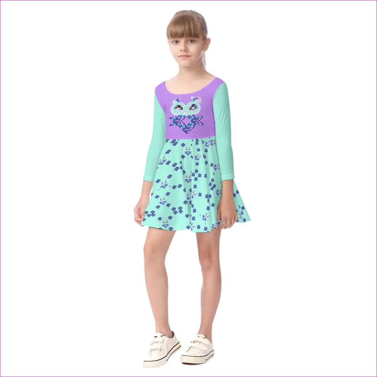 multi-colored Owl-Some Kids Girls Long Sleeve Dress - kid's dress at TFC&H Co.