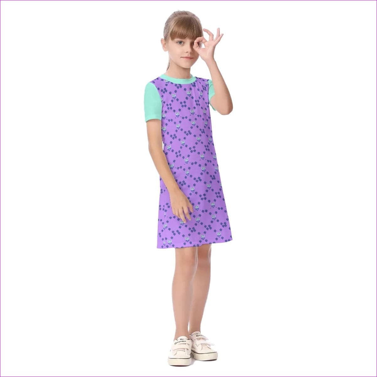 multi-colored Owl-Some Kids Girls Short Sleeve Dress - kid's dress at TFC&H Co.