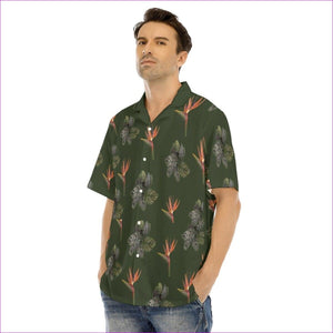 - Paradise Men's Army Green Hawaiian Shirt With Button Closure - mens hawaiian shirt at TFC&H Co.