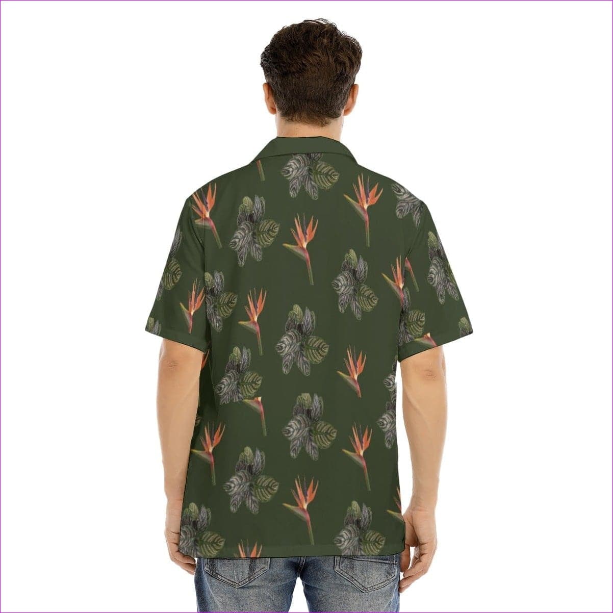 - Paradise Men's Army Green Hawaiian Shirt With Button Closure - mens hawaiian shirt at TFC&H Co.