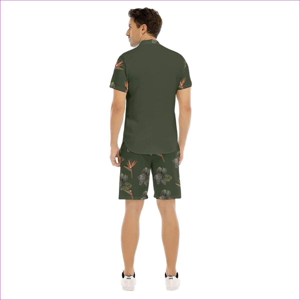 - Paradise Men's Army Green Hawaiian Short Set - mens top & short set at TFC&H Co.