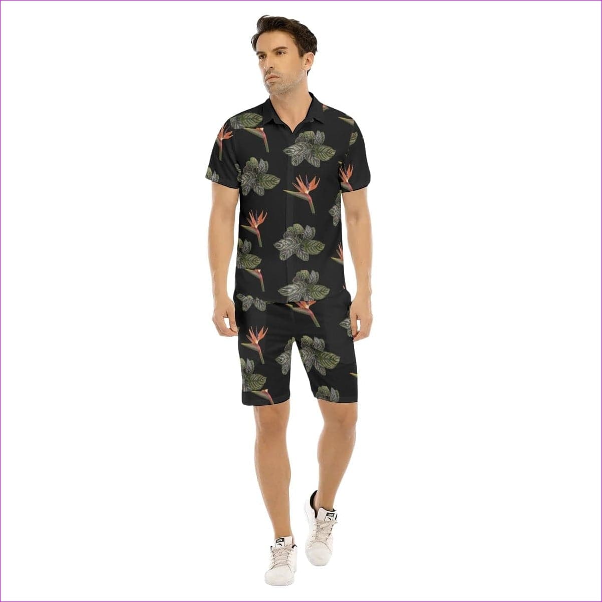 Paradise Men's Black Hawaiian Short Set - men's top & short set at TFC&H Co.