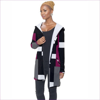 Patchwork Longline Hooded Cardigan - women's cardigan at TFC&H Co.