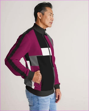 - Patchwork Men's Stripe-Sleeve Track Jacket - mens coat at TFC&H Co.