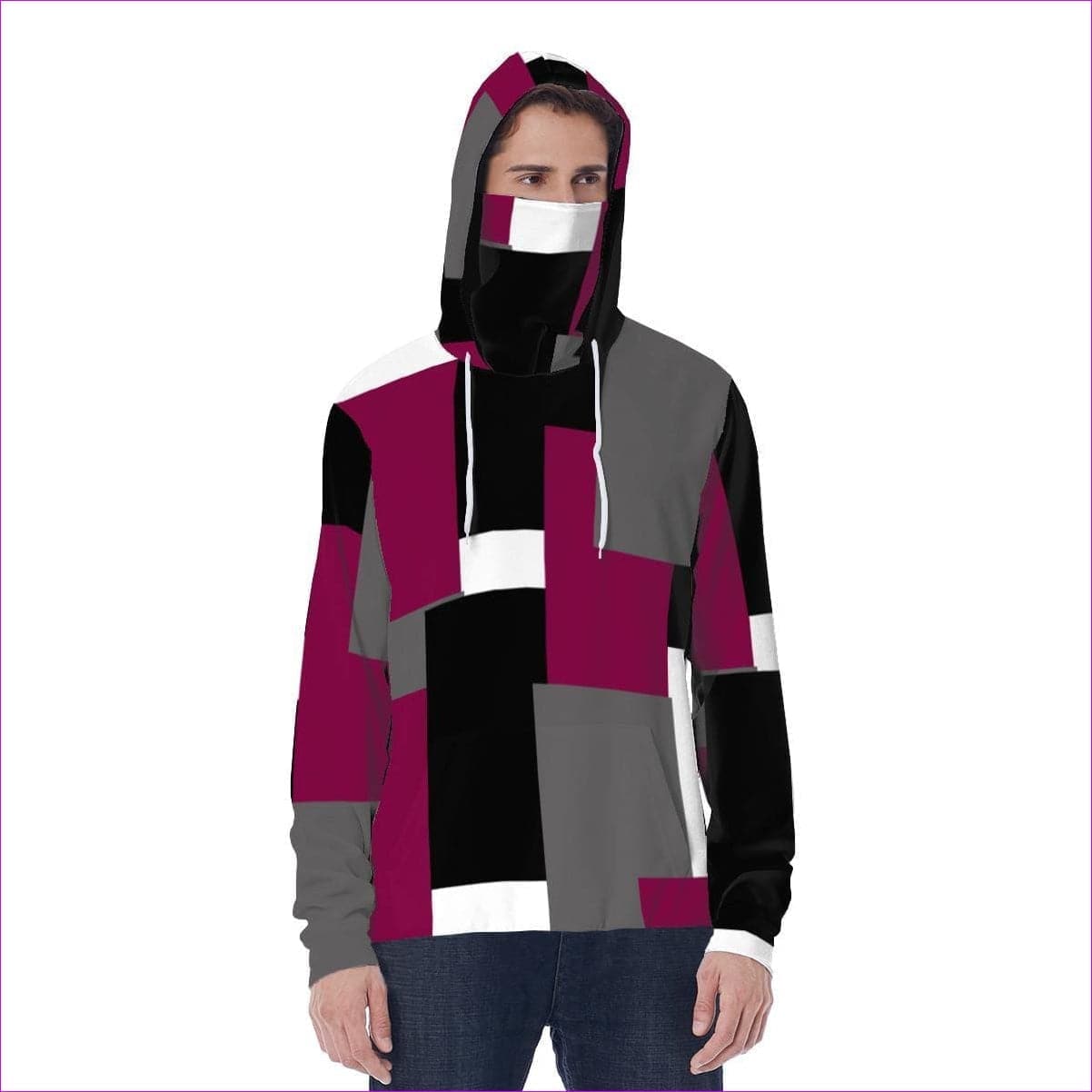 multi-colored - Patchwork Unisex Pullover Hoodie w/ built in mask - Unisex Hoodie at TFC&H Co.
