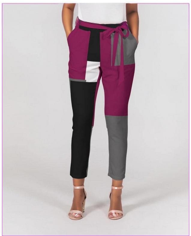 Patchwork Womens Belted Tapered Pants - women's pants at TFC&H Co.