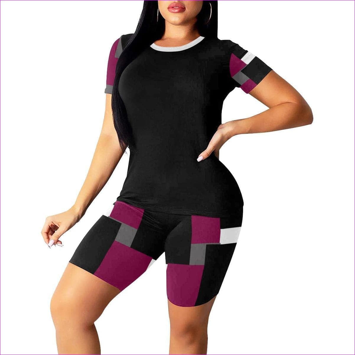 Patchwork Womens Yoga Short Set - 2 variations - women's top & short set at TFC&H Co.