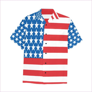 Red/White/Blue - Patriotic Men's All Over Print Hawaiian Shirt With Chest Pocket - mens hawaiian shirt at TFC&H Co.