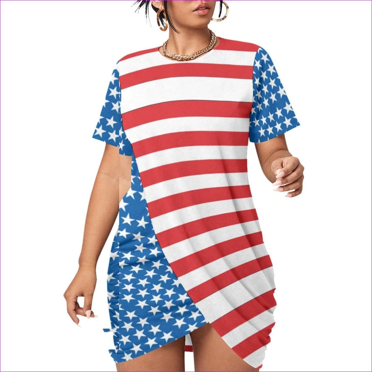 - Patriotic Women’s Stacked Hem Dress With Short Sleeve Voluptuous (+) Plus Size - womens dress at TFC&H Co.