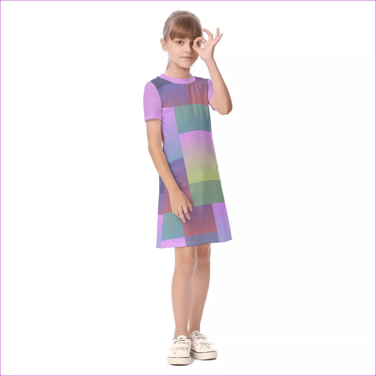 multi-colored Paxx 2 Kids Girls Short Sleeve Dress - kid's dress at TFC&H Co.