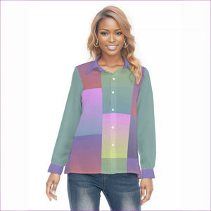 multi-colored - Paxx 2 Womens Loose Elastic-Back Top - womens button-up shirt at TFC&H Co.