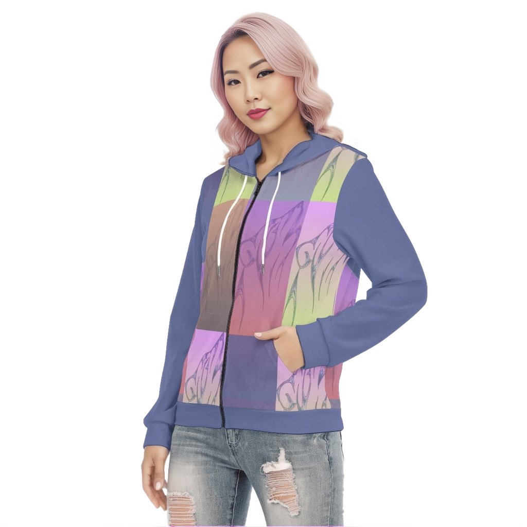 multi-colored - Paxx Womens Long Sleeve Hoodie With Zipper - Womens Hoodie at TFC&H Co.