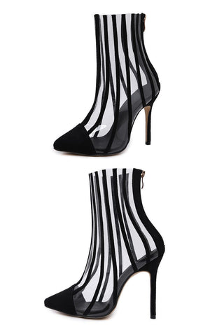 - Peak a Boo Striped Transparent boots - womens boots at TFC&H Co.