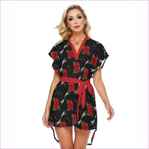 black - Pearls & Roses Womens Casual Dress With Belt - womens dress at TFC&H Co.