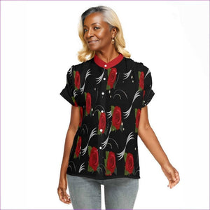 - Pearls & Roses Womens Chiffon Button-Up - womens top at TFC&H Co.