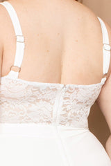 IVORY - Peek-a-boo Lace Bust Voluptuous (+) Plus Size Jumpsuit - 2 colors - Ships from The US - womens jumspuit at TFC&H Co.