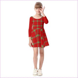 Red - Perfusion Plaid Kids Girls Long Sleeve Dress - kids dress at TFC&H Co.