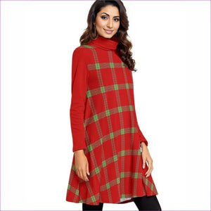 - Perfusion Plaid Womens High Neck Dress With Long Sleeve - womens dress at TFC&H Co.