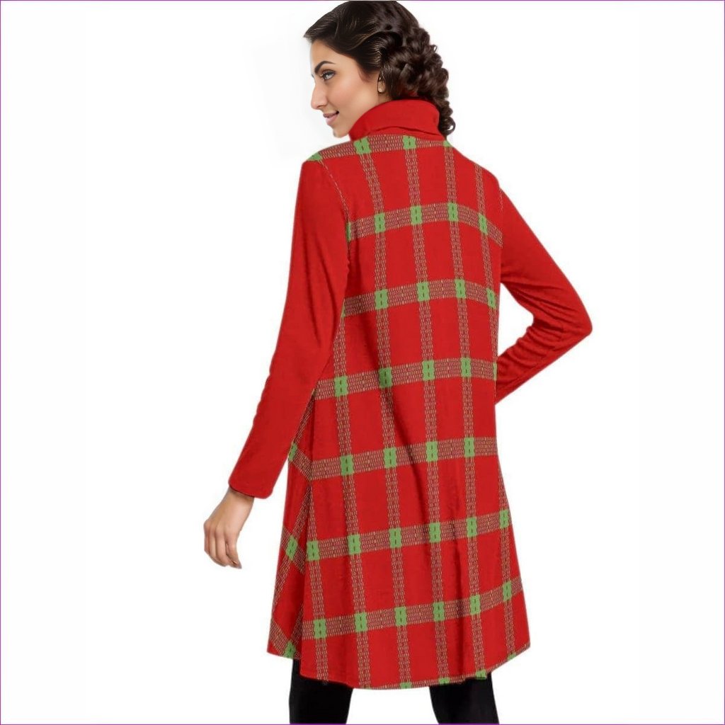 Perfusion Plaid Womens High Neck Dress With Long Sleeve - women's dress at TFC&H Co.