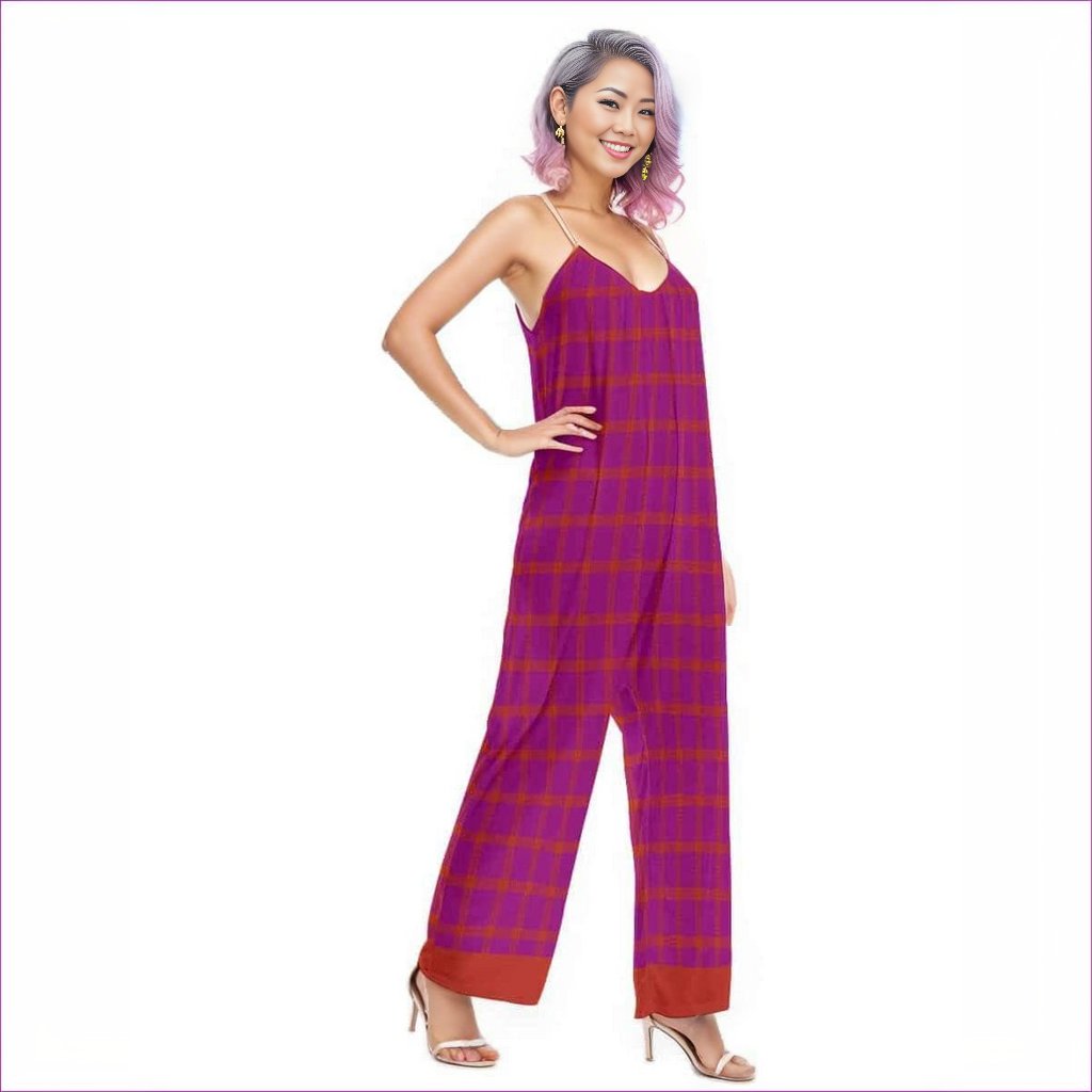 - Perfusion Plaid Womens Loose Cami Jumpsuit - womens romper at TFC&H Co.