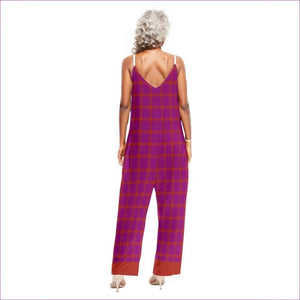 pink Perfusion Plaid Womens Loose Cami Jumpsuit - women's romper at TFC&H Co.
