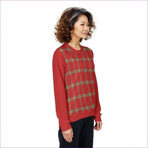 red Perfusion Plaid Womens Thicken Sweatshirt - women's sweater at TFC&H Co.