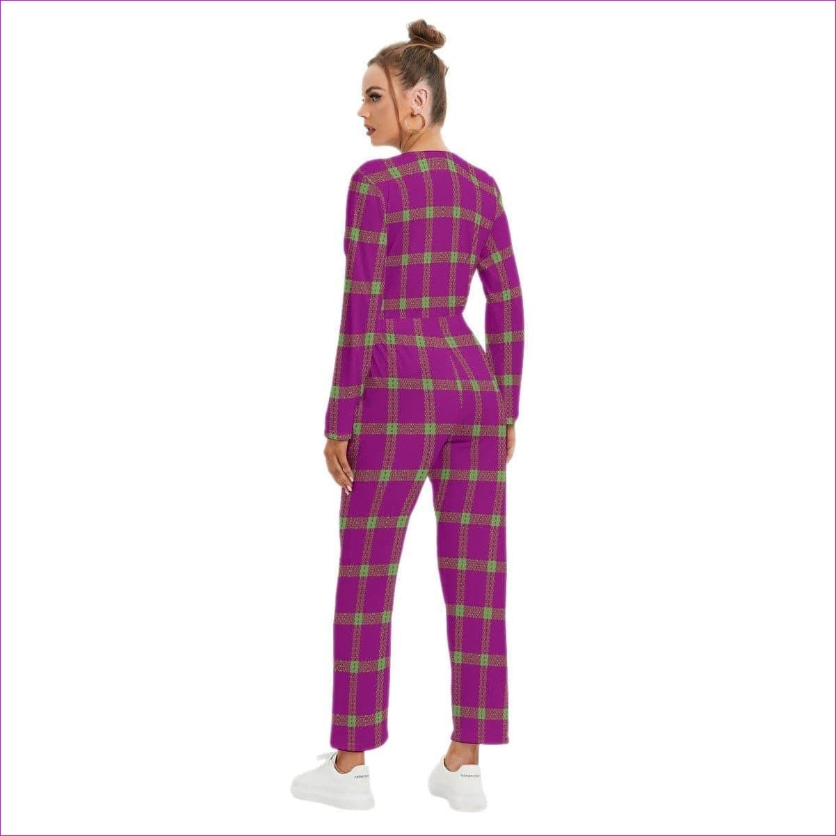 - Perfusion Plaid Womens V-neck High Waist Jumpsuit - womens jumpsuit at TFC&H Co.