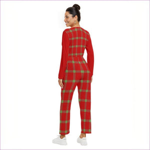 - Perfusion Plaid Womens V-neck High Waist Red Jumpsuit - womens jumpsuit at TFC&H Co.