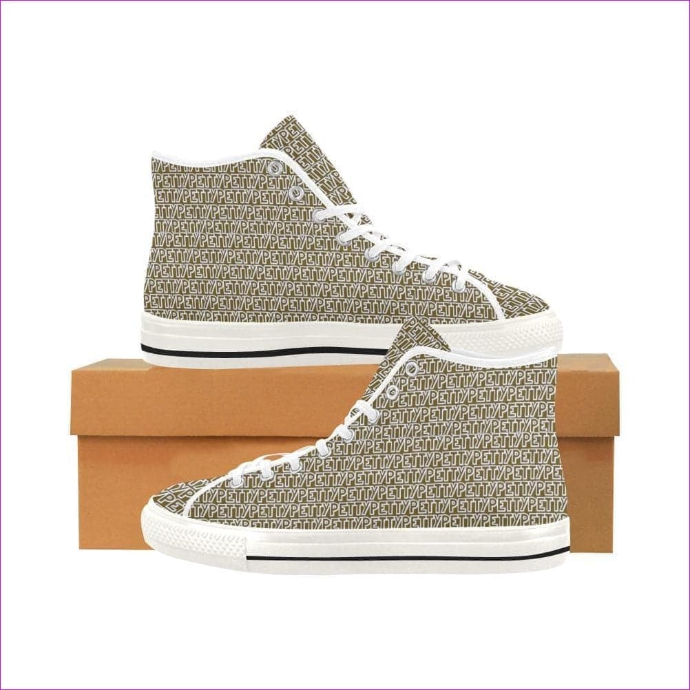 Petty Repeat - Brown Vancouver High Top Canvas Women's Shoes (Model1013-1) - Petty Repeat Vancouver High Top Shoes - womens shoe at TFC&H Co.