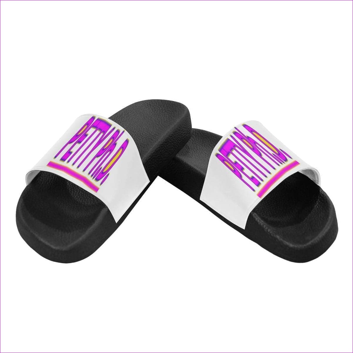 Petty P.h.D Word - White Women's Slide Sandals(Model 057) Petty Womens Ret To Go Slides - women's shoe at TFC&H Co.