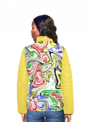 - Picasso 2 Womens Stand Collar Padded Lightweight Bomber Jacket -yellow - womens bomber jacket at TFC&H Co.