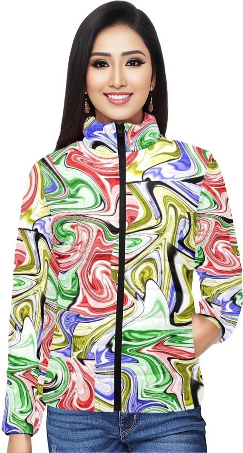 Picasso Womens Stand Collar Padded Lightweight Bomber Jacket - women's bomber Jackets at TFC&H Co.