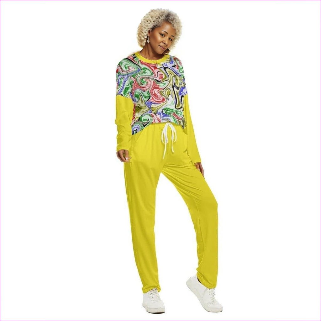 Yellow - Picasso Womens Top & Pants set - Womens Top & Pants set at TFC&H Co.