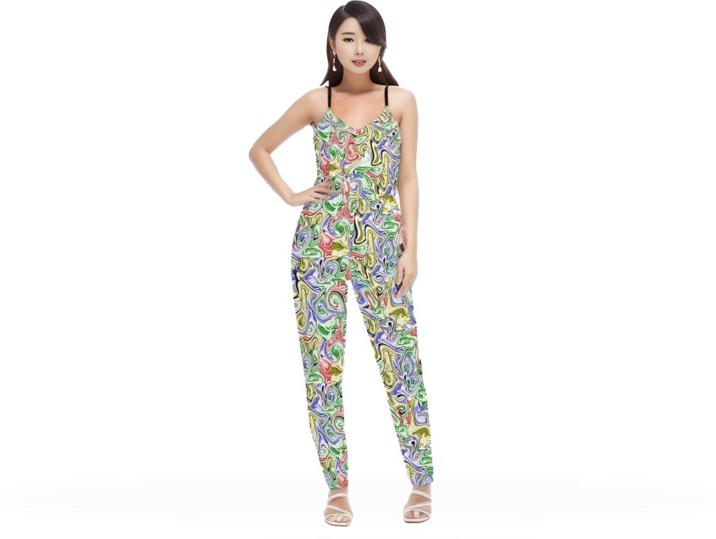 - Picasso Womens V-neck Cami Jumpsuit - womens jumpsuit at TFC&H Co.