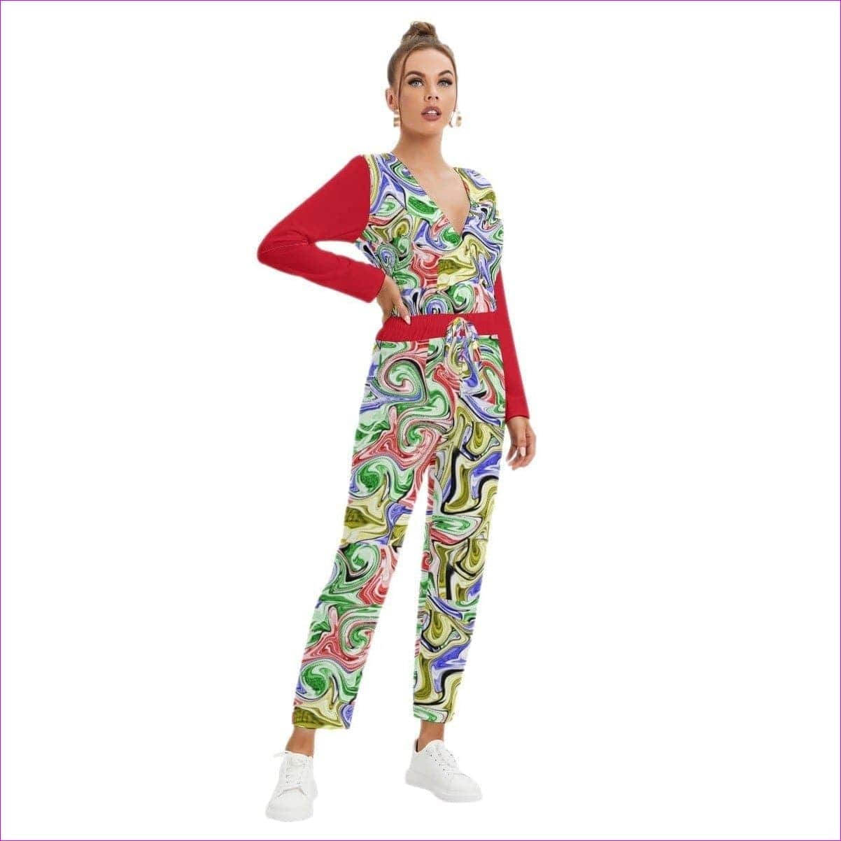 - Picasso Womens V-neck High Waist Jumpsuit - womens jumpsuit at TFC&H Co.