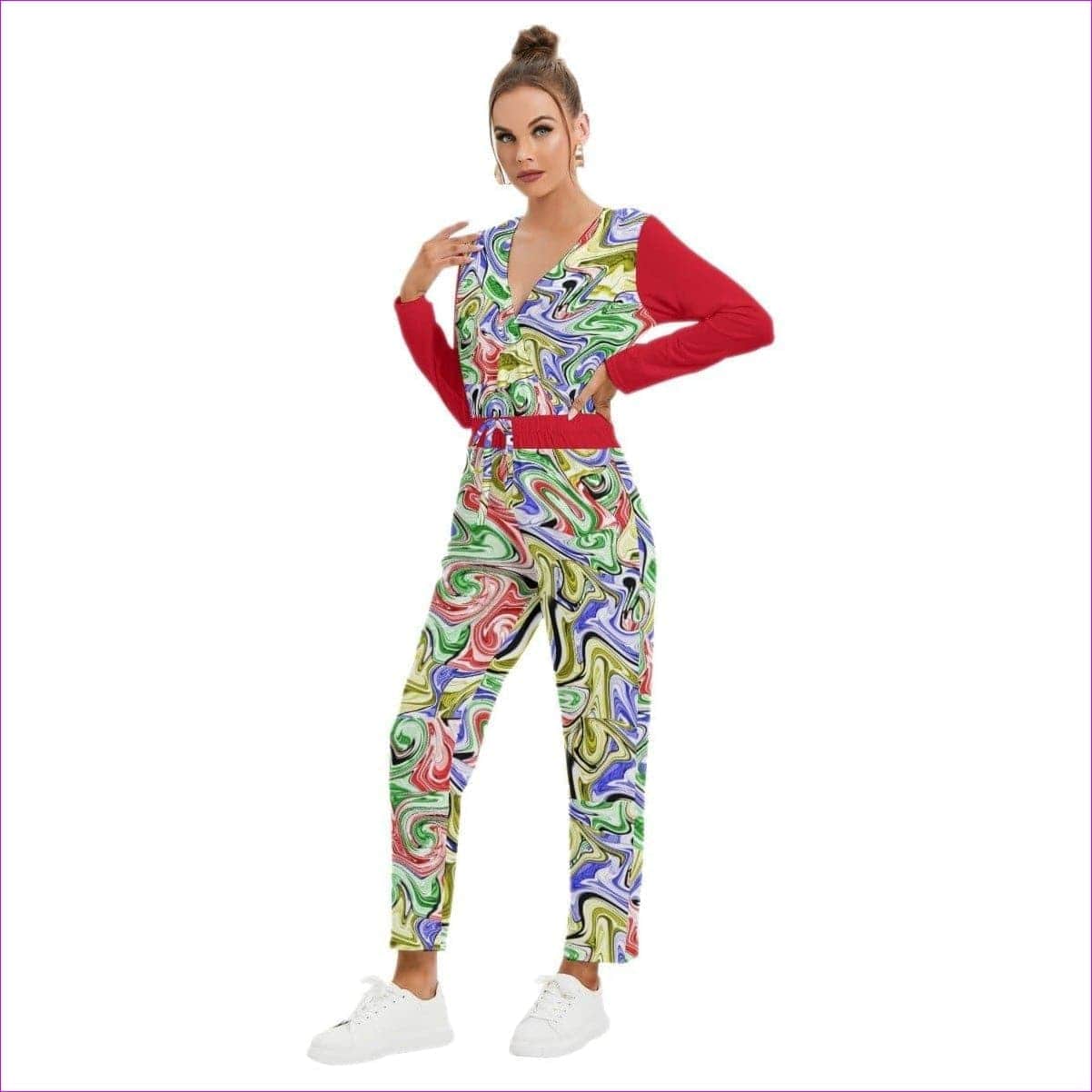 - Picasso Womens V-neck High Waist Jumpsuit - womens jumpsuit at TFC&H Co.